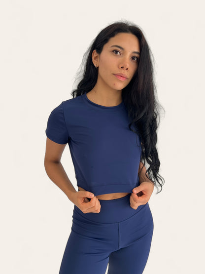 Crop Top Deportivo Modelo Alissa en Licra Poliéster Mate